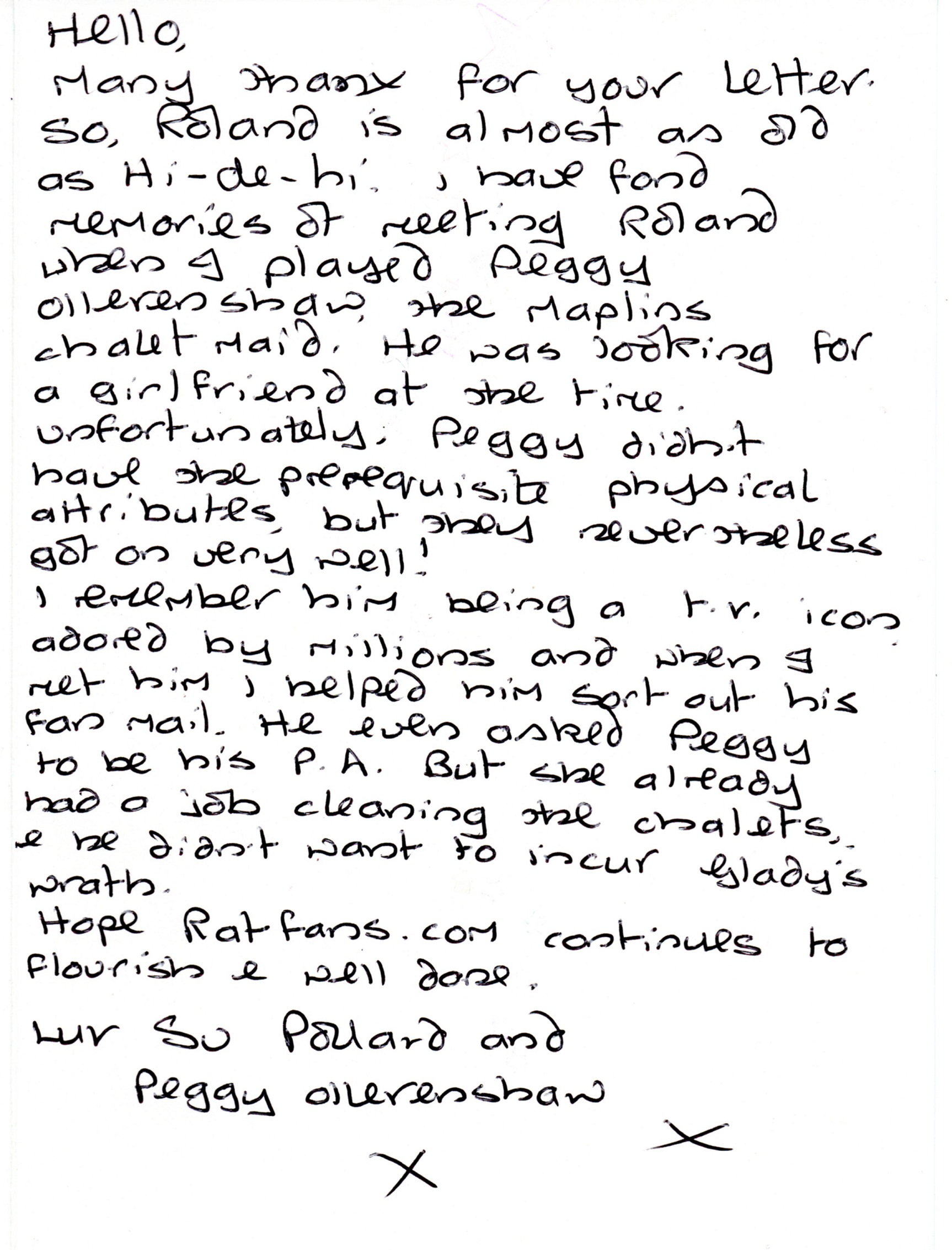 Letter from Su Pollard